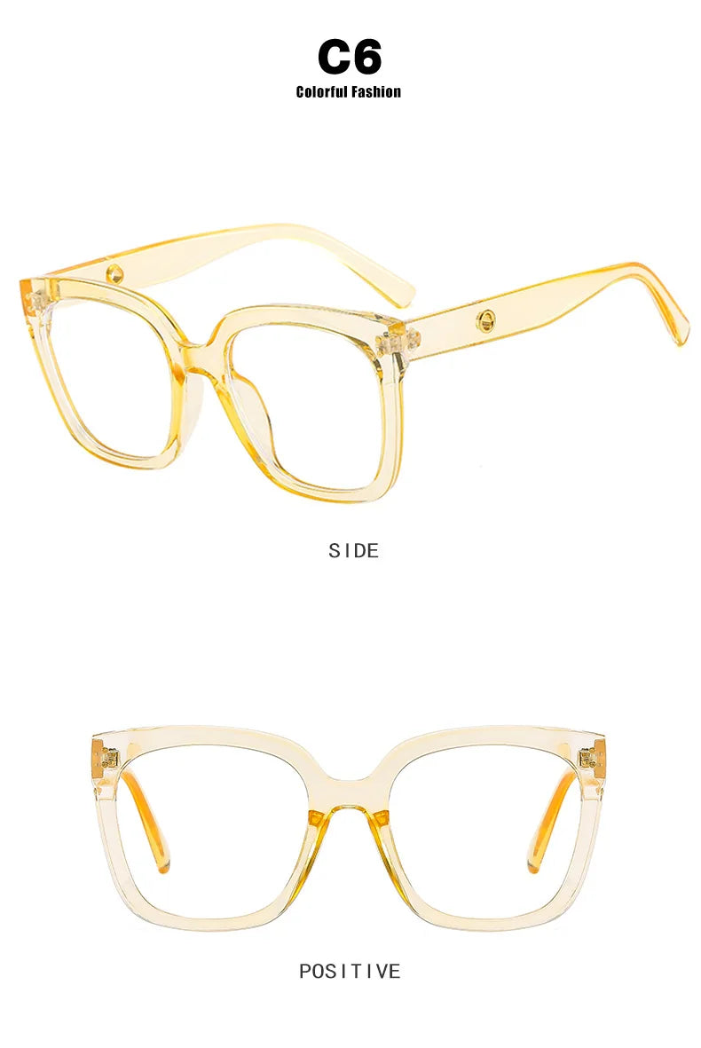 Oversized Square Reading Glasses with Rivet Detail for Women