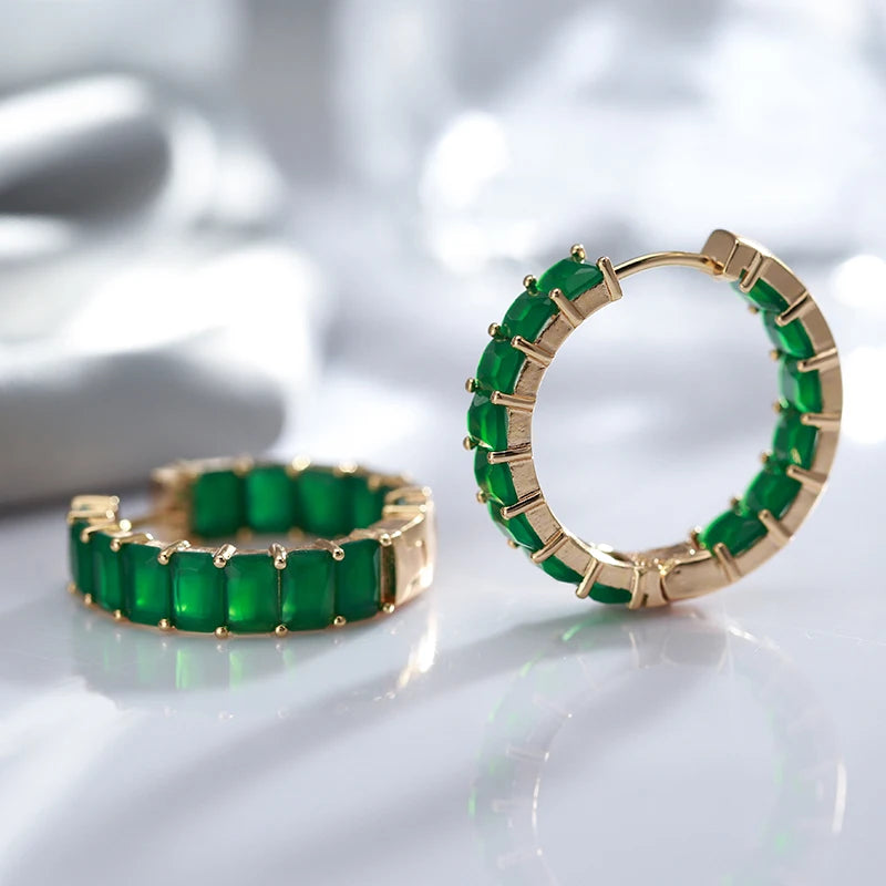 Emerald Cut Zircon Hoop Earrings
