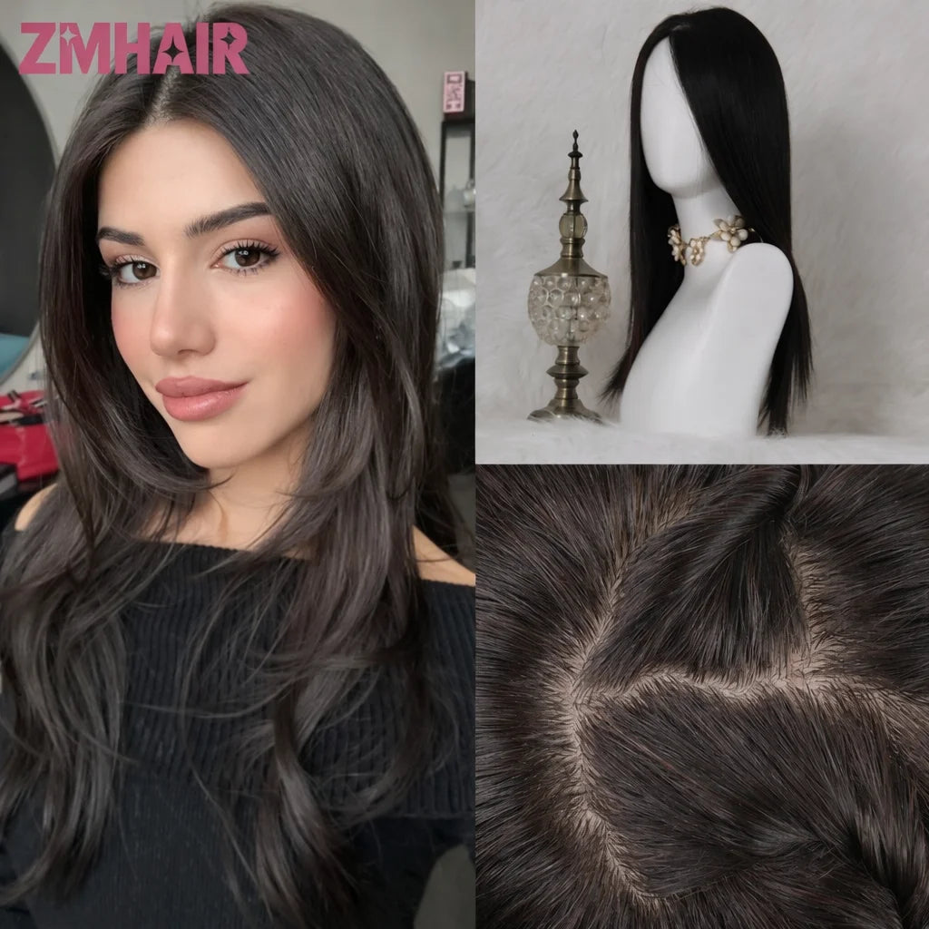 Dark Chocolate Brown Straight Lace Front Wig for Women