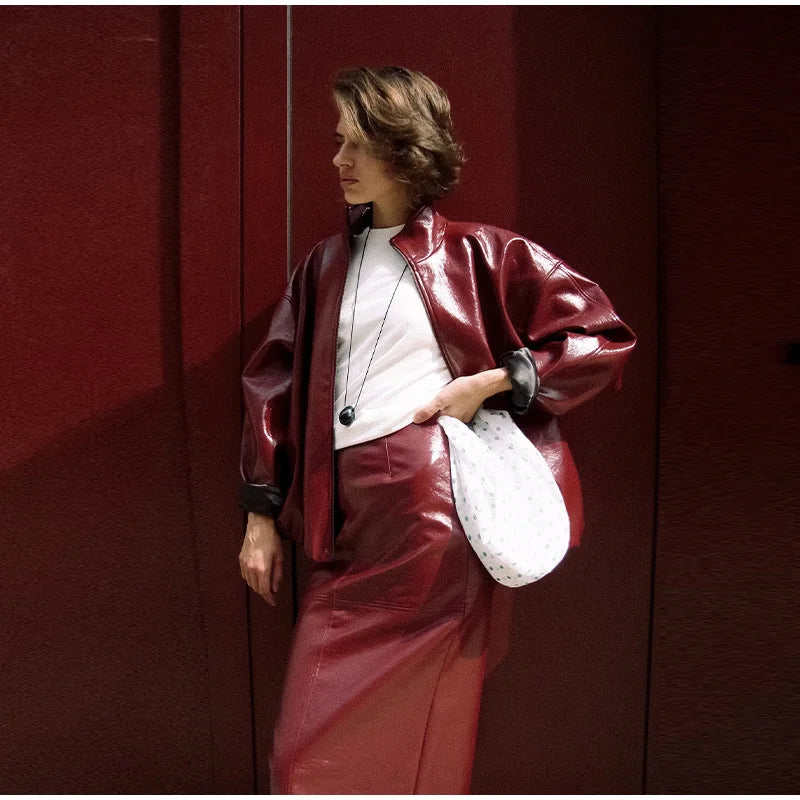 Vintage Leather Skirt Set