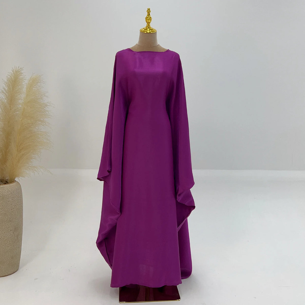 Shiny Loose Ankle-Length Kaftan Maxi Dress for Women