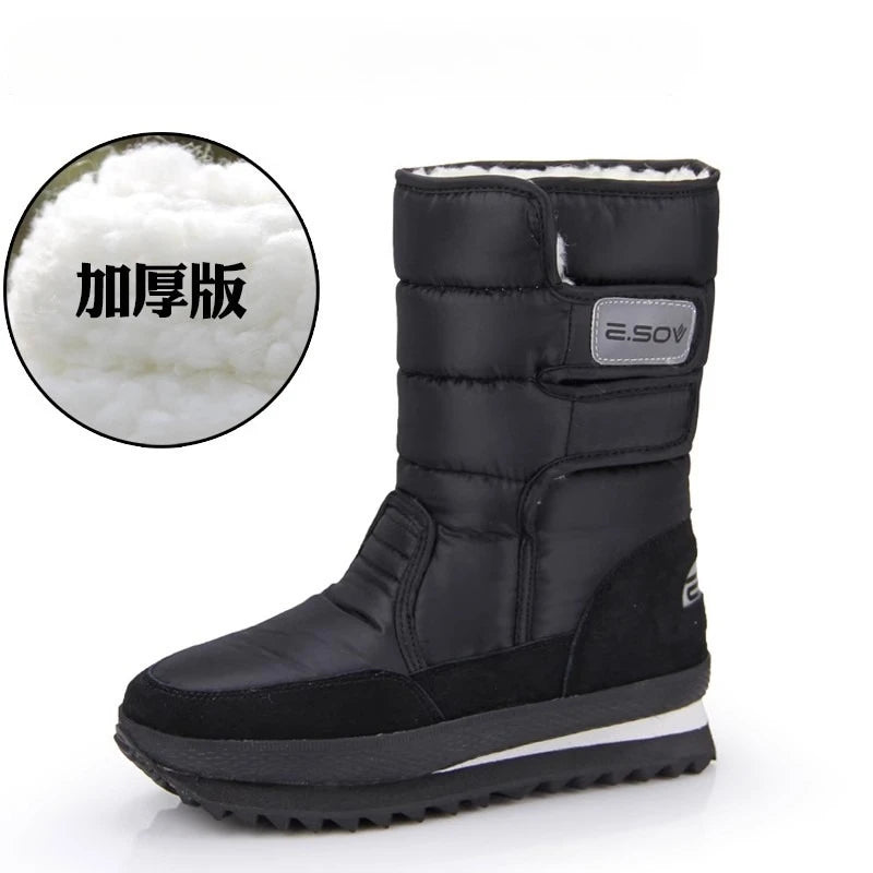 Thick Waterproof Plush Mid Calf Snow Boots for Women