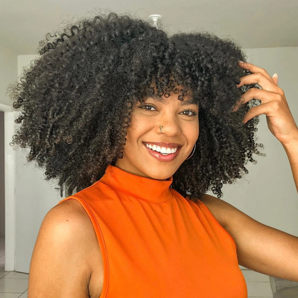 Highlight Blonde Short Curly Bob Wig With Bangs for Women