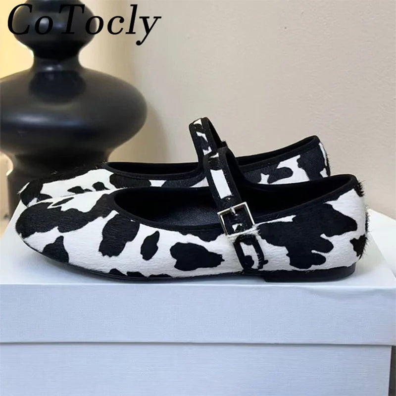 Elegant Buckle Strap Round Toe Mary Jane Flats For Women