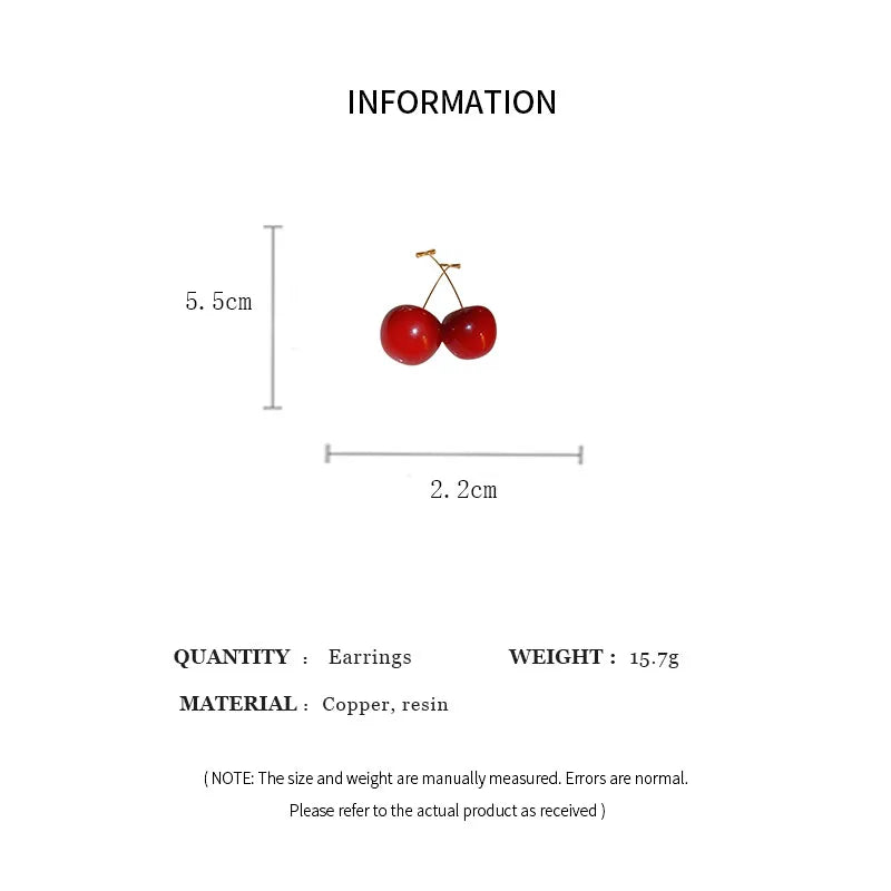 Resin Cherry Rhinestone Drop Earrings