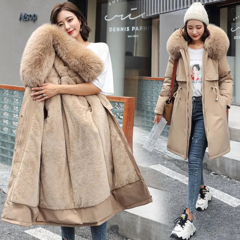 2025 New Parkas Women's Long Coat Winter Jacket Overcoming Plush Cotton Jacket