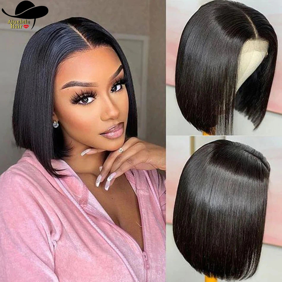 Short Bone Straight Malaysian Human Hair Bob Wig for Women