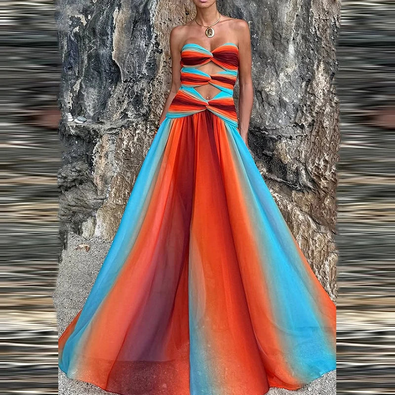 One Shoulder Gradient Evening Dress