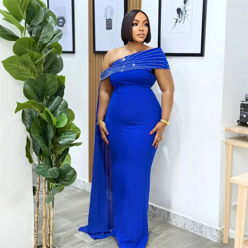 Off Shoulder Glitter Diamond Long Evening Dress for Women