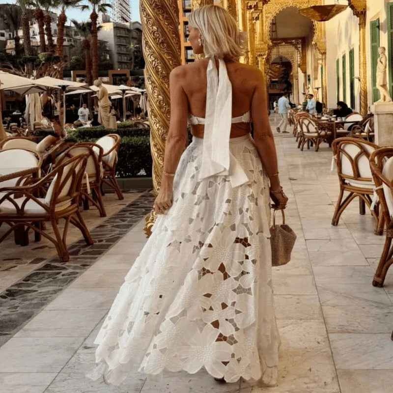 Premium Elegant Lace Hollow Out Two Piece Set for Women