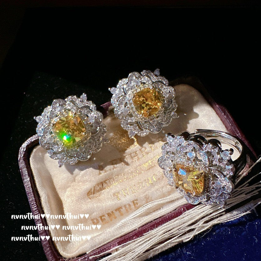 Elegant Princess Cut Zircon Wedding Jewelry Set for Women
