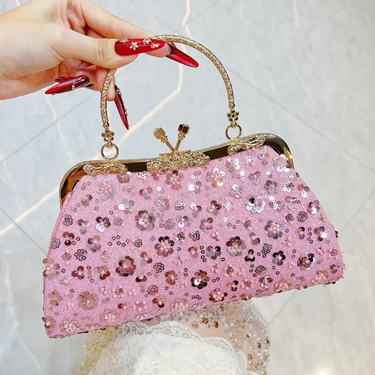 New Dinner Handbag Sequined Diamond Dinner Party Women's Handbag Luxury Brand Fashion Trend Women's Shoulder Crossbody Bag