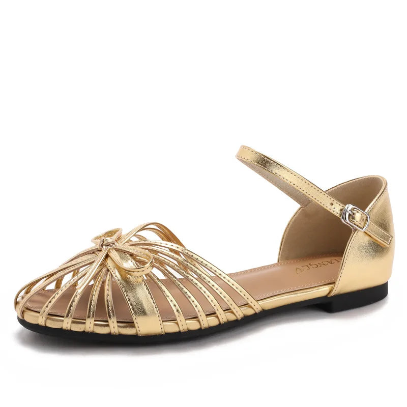 One Strap Hollow Out Sandals With Bow Detail For Women
