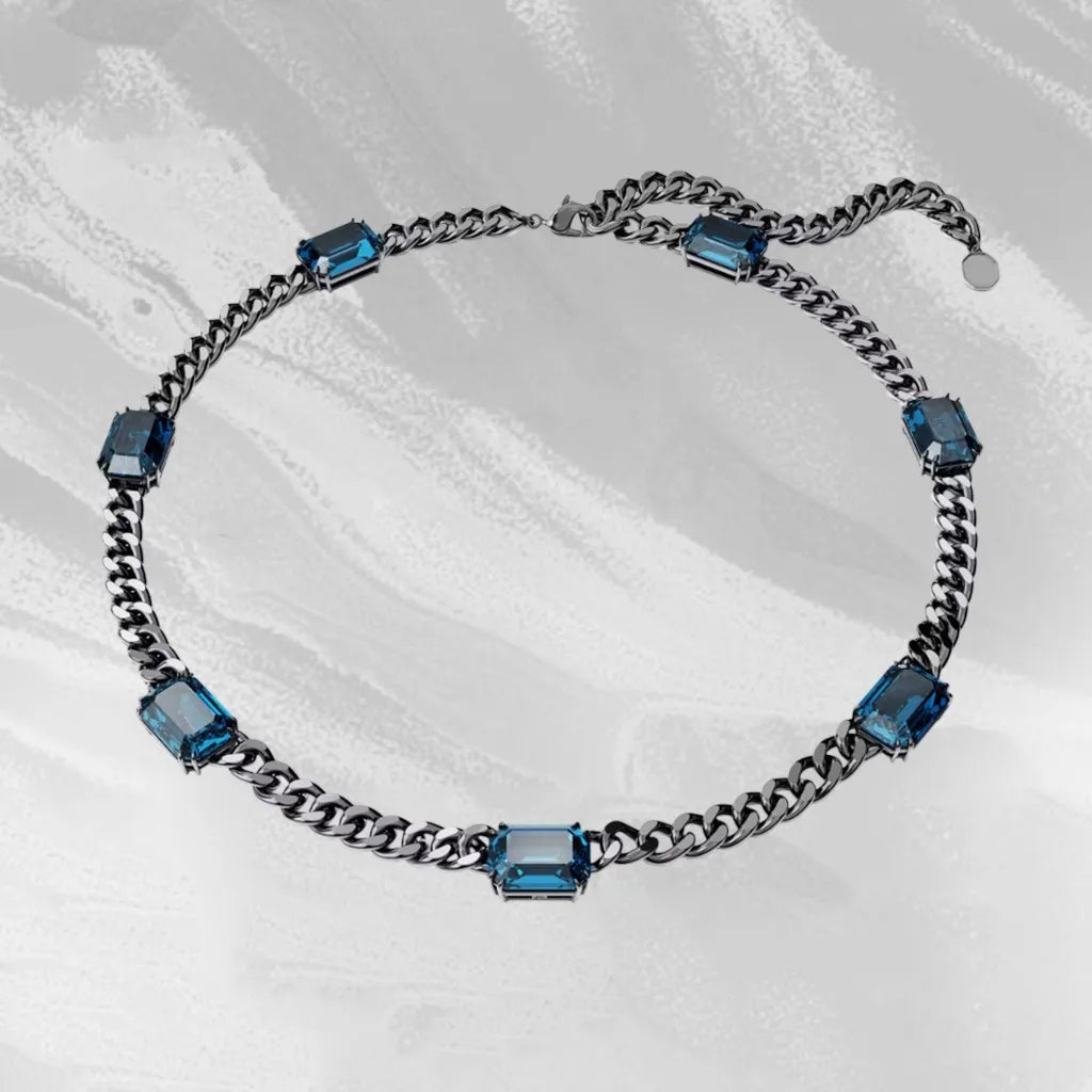 Elegant Mixed-Cut Crystal Necklace Set with Earrings for Women