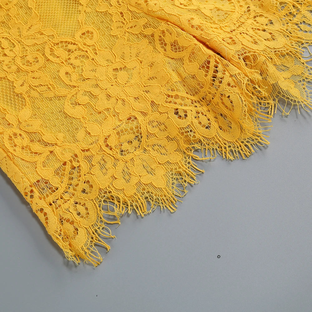 Women's Casual Chic Hollow Out Luxury High-Quality Lace Long Sleeve Suit Jacket High Waist Shorts Three Pieces Set Evening Party