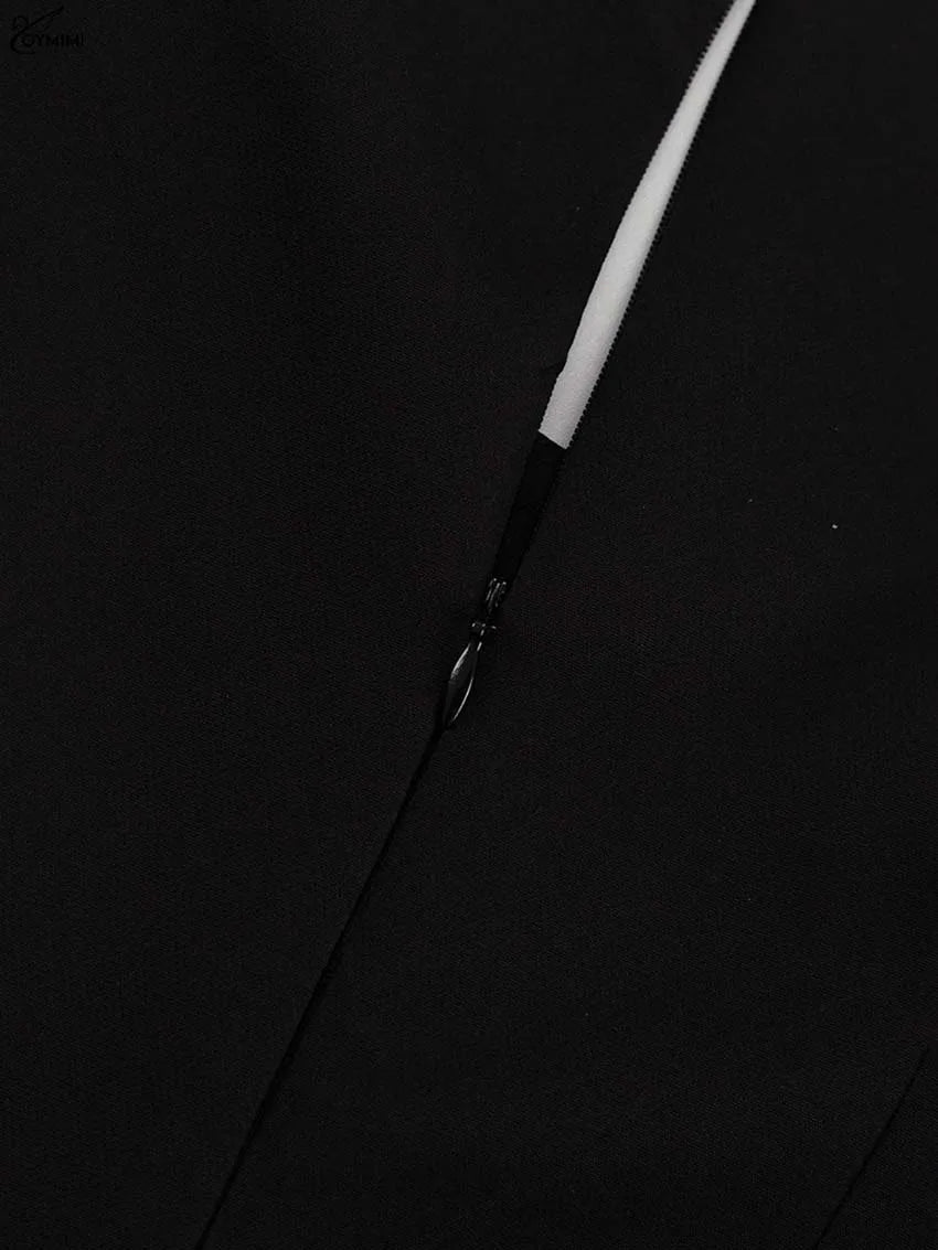 Oymimi Elegant Black Woman 2 Piece Set Outfit Fashion Square Neck Long Sleeve Button Shirts And Straight Ankle-Length Skirts Set