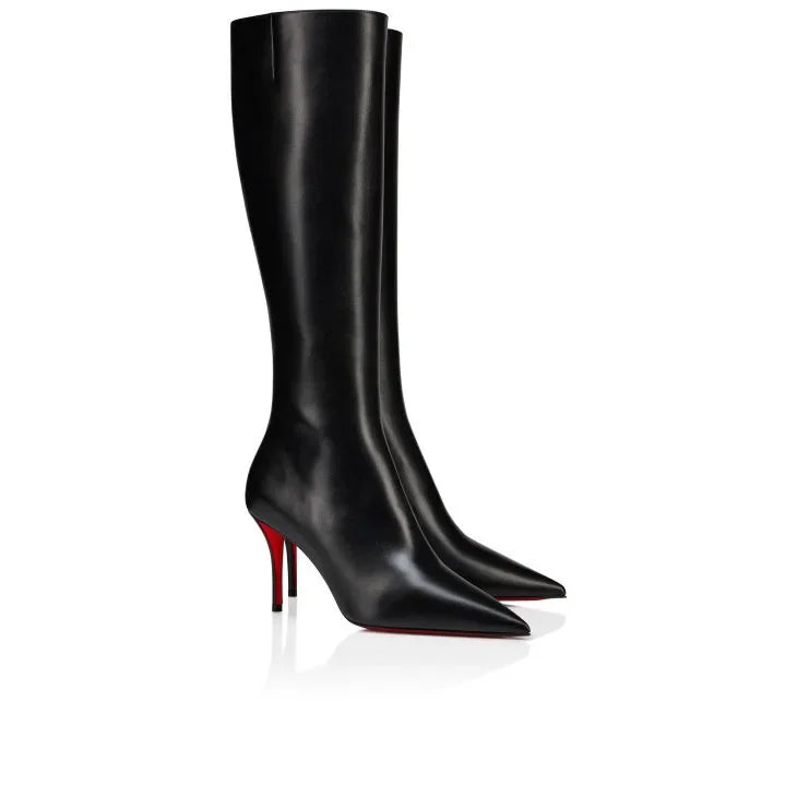 Leopard Print Knee High Boots With Zipper for Women