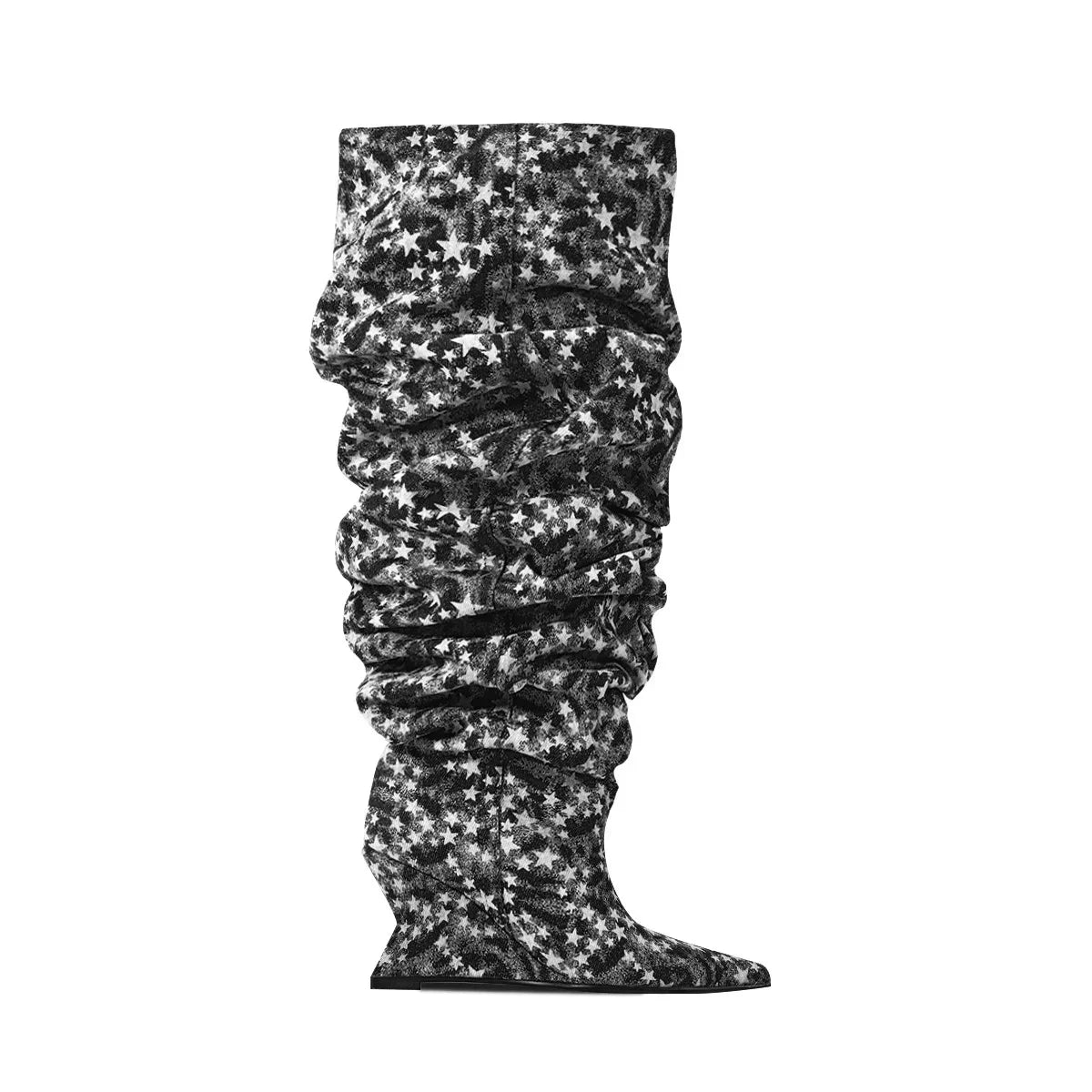 Pointed Toe Denim Over-The-Knee With Wedge Boots for Women