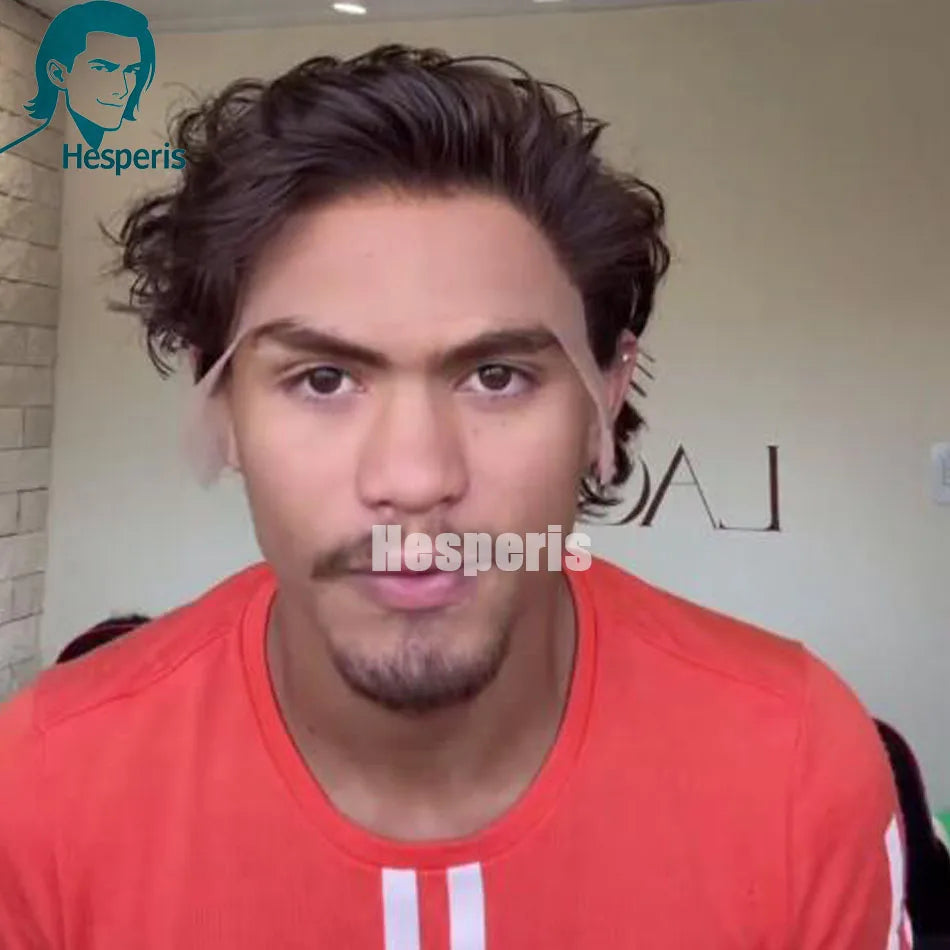 Short Curly Pre Plucked Lace Front Brazilian Wig For Men