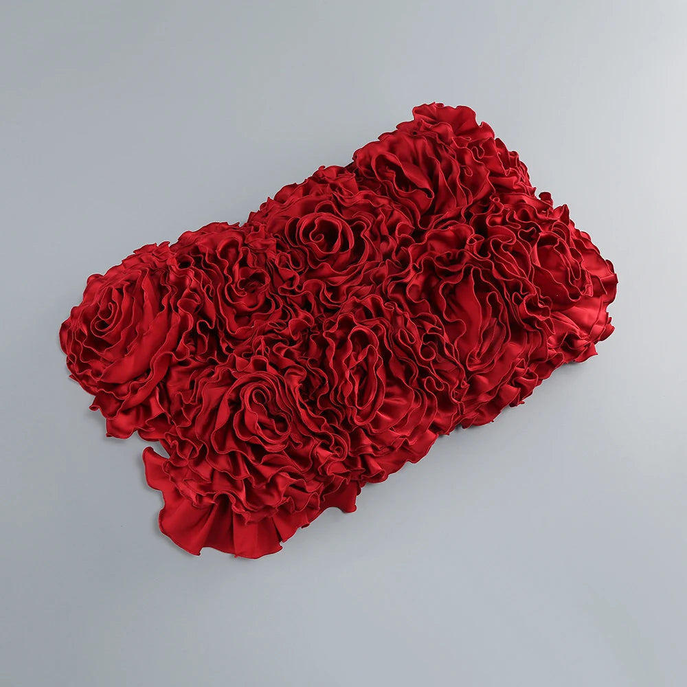 Women's Sexy Strapless Red Mini Skirt and Off-Shoulder Corset Top Two-Piece Set Lace Up Elegant Quality Luxury Party Dress