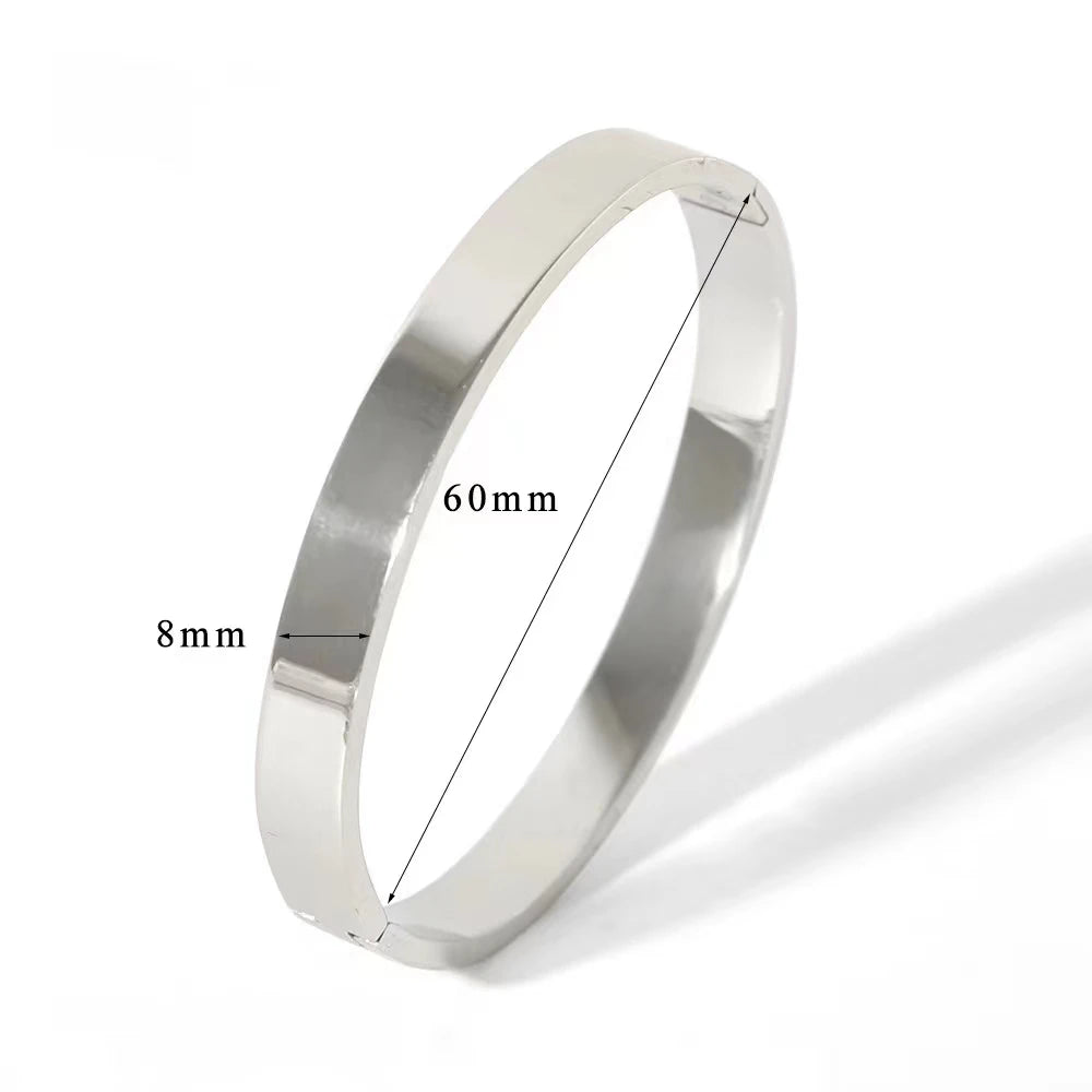 Waterproof Oval Stainless Steel Bangle Bracelet for Women