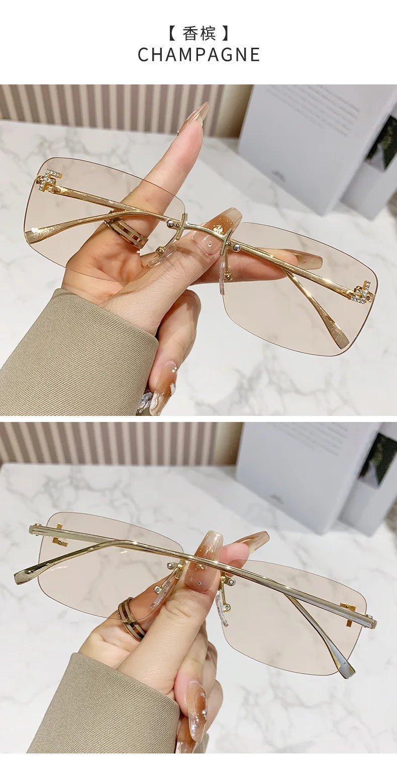 Rimless Square Fashion Sunglasses