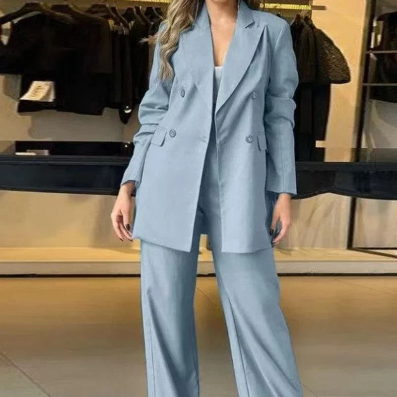 Two Piece Sets Women Blazer Office Lady Peaked Lapel Blazer Suits Elegant High Waist Trouser Outfits Fashion Pant Suit 2025 Fall