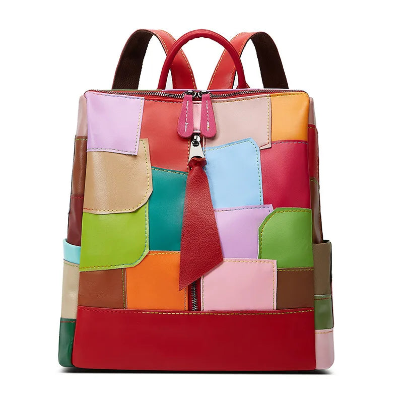 Large Capacity Internal Backpack Fashion Color Splicing Irregular Backpacks Outdoor Daily Handbag Casual Female Bag