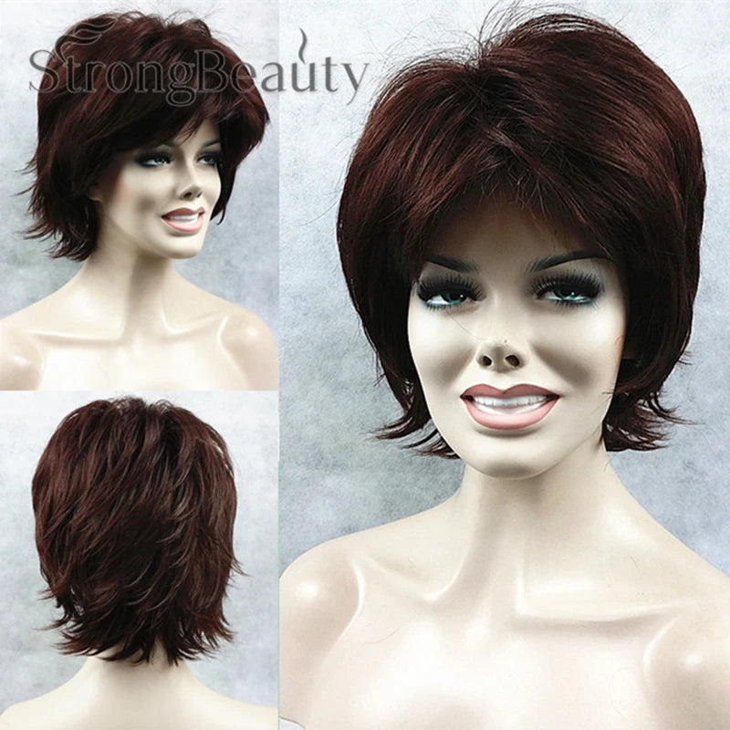 Fluffy Short Straight Layered Blonde Synthetic Wig For Women