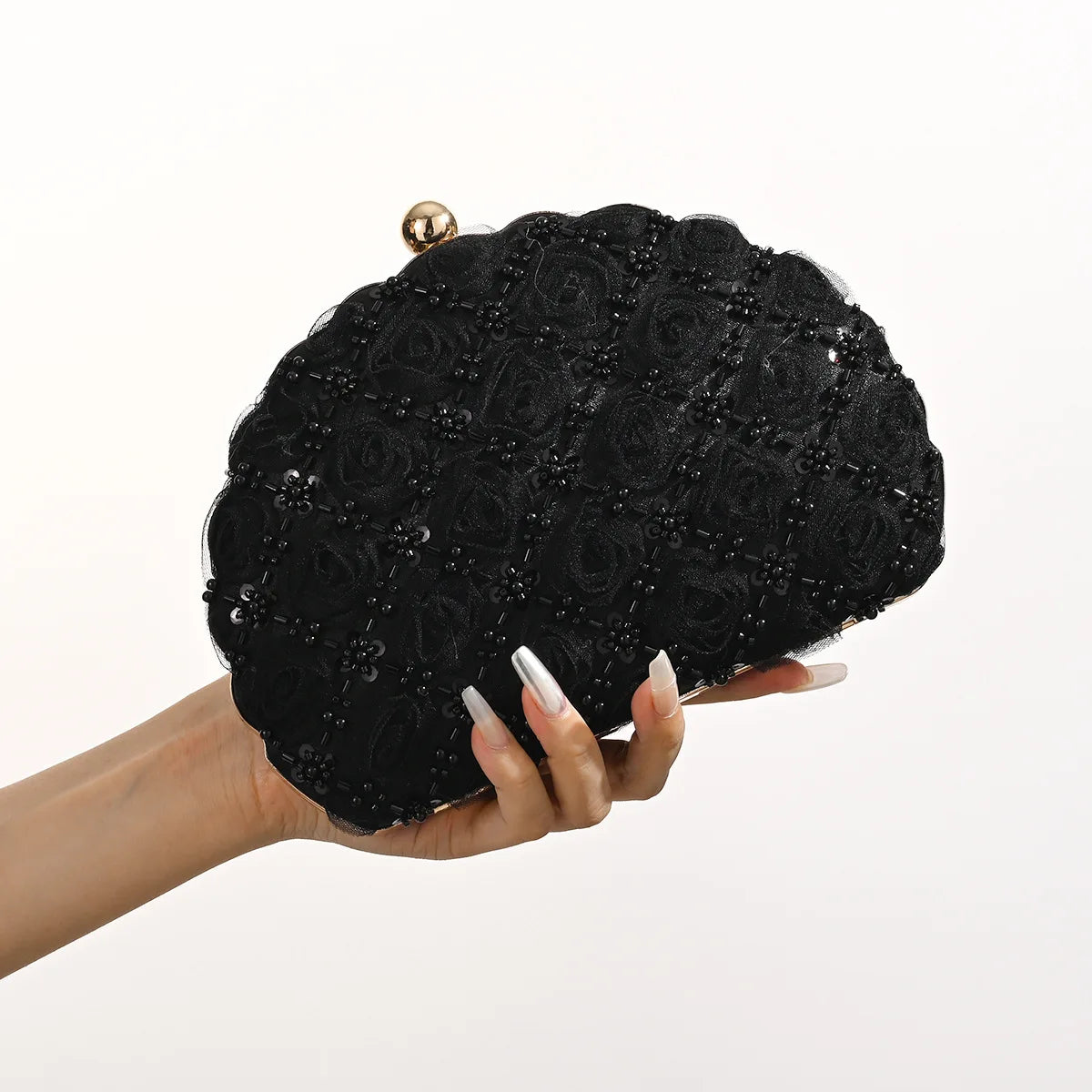 Floral Rose Hard Shell Evening Clutch Bag for Women