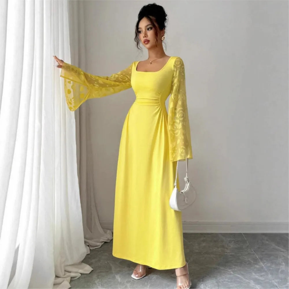 Elegant Solid Color Classic A-Line Midi Dress for Women