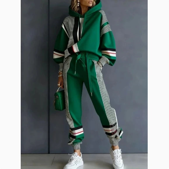 Loose Fit American Stripe Two Piece Loungewear Set for Women