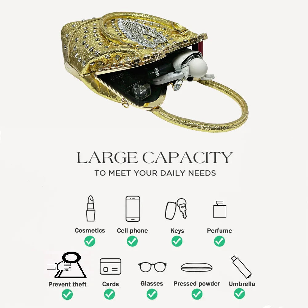 New Women's Dinner Bag with Diamonds Shiny Dinner Party Handbag Luxury Brand Diamond-encrusted Fashionable Women's Shoulder Bag