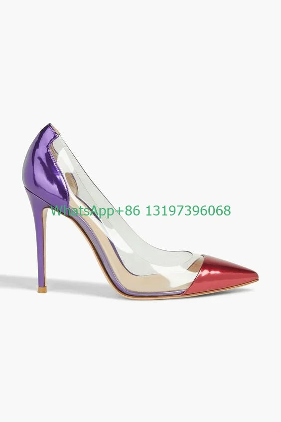 Iridescent Patent Pointed Toe Stiletto Pumps for Women