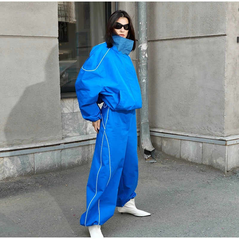 Elegant Loose Zip Up Casual Two Piece Set for Women