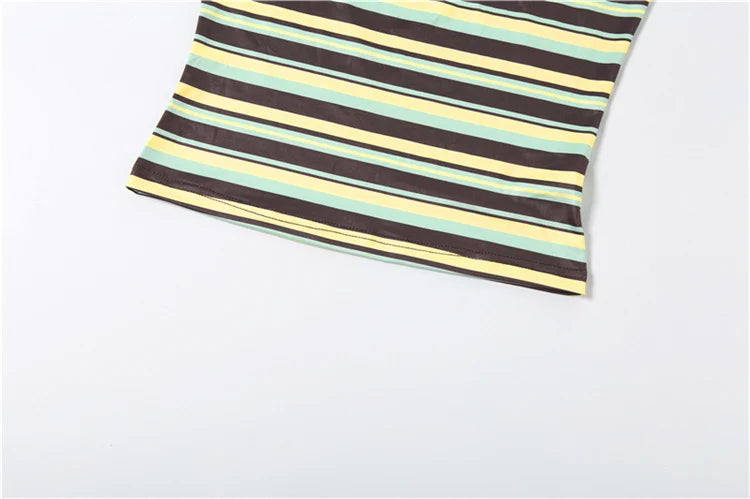 Striped Patchwork Stretch Backless Tank Top for Women