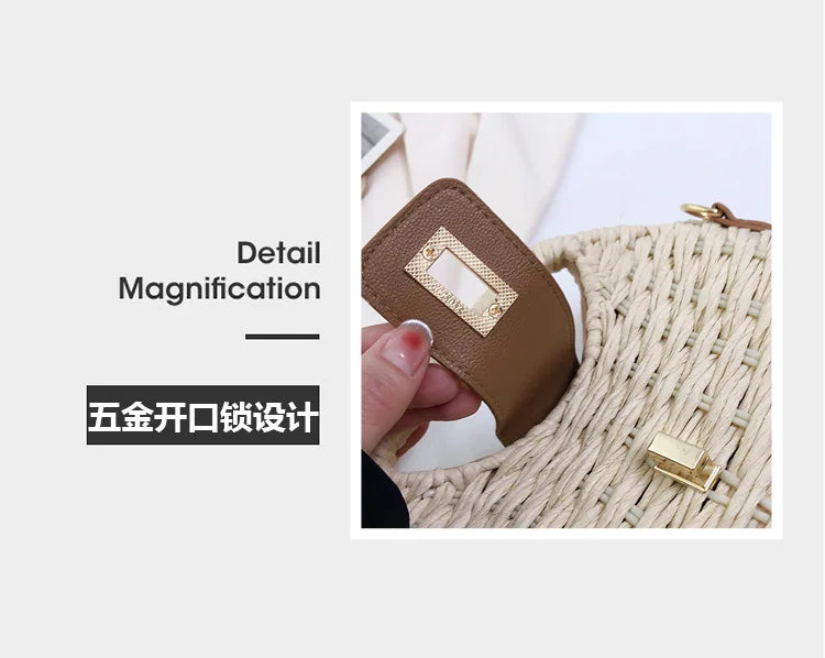 Trendy Handwoven Wicker Straw Shoulder Bag for Women