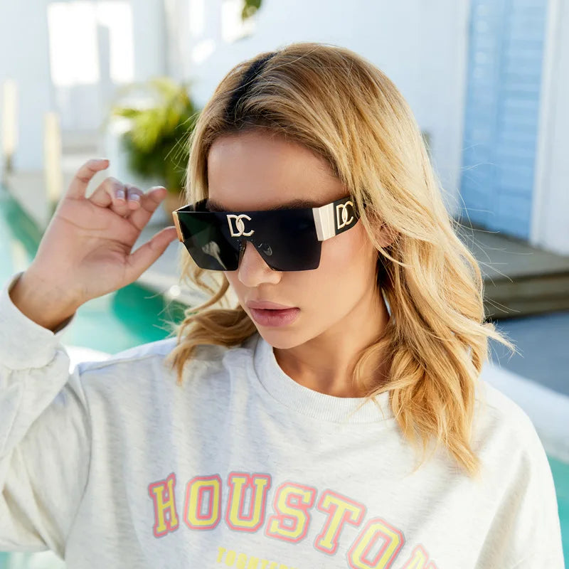 Oversized Shield Sunglasses With UV Protection for Women