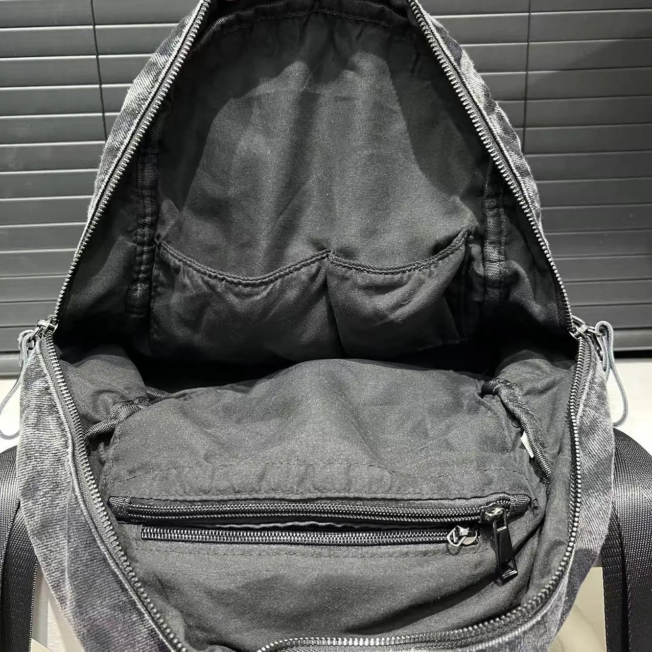 Steampunk Denim Backpack with Chain Details for Women