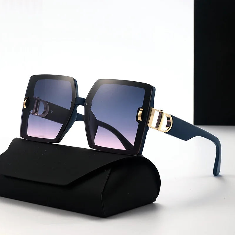 Oversized D-Shaped UV400 Fashion Sunglasses for Women