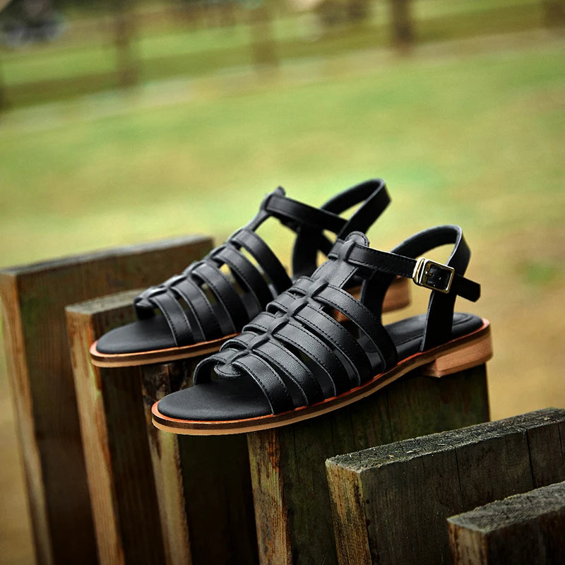 Summer Leather Handmade Gladiator Buckle Sandals for Women