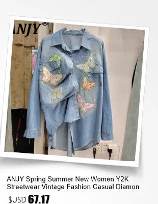 ANJY Summer New Women Chic Y2K Streetwear Elegant Ins Trendy Vintage Asymmetrical High Waisted Slimming Denim Split Skirt HK7080