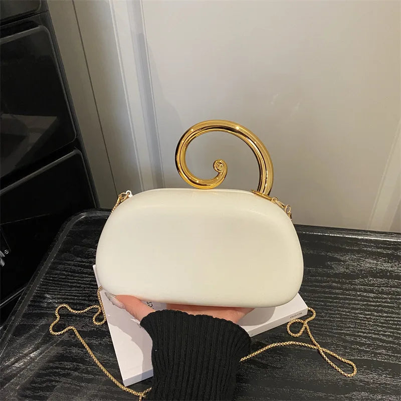 Sequined Irregular Handle Evening Clutch