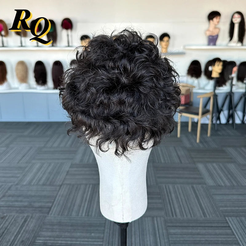 Stylish Curly Pre Cut Remy Human Hair Toupee System For Men