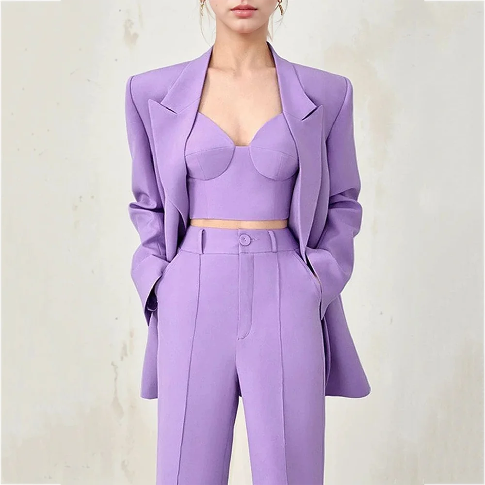 Business Casual Women's Suit Two Piece Peaked Lapel Stylish Double Breasted Formal Outfit Female Jacket Pants Customized