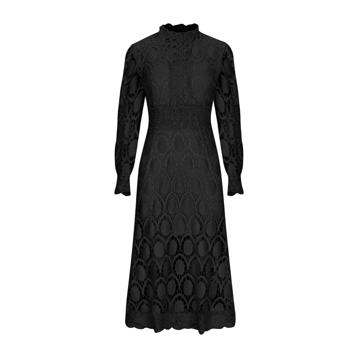 Elegant Lace with Hollow Detailing Maxi Dress for Women