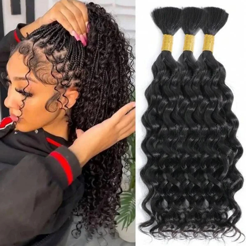 Deep Wave Human Braiding Hair Extensions for Women