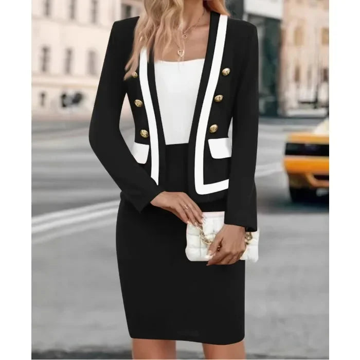 2 Piece Sets Womens Outifits Elegant Office Lady Jacket Button Blazers Coats & Casual High Waist Y2k Skirt Suit 2025 Fall New