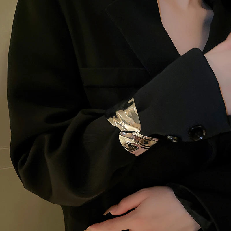 Layered Geometric Metal Cuff Bracelet