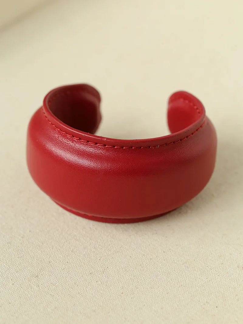 Elegant Minimalist Leather Wide Cuff Bracelet for Women